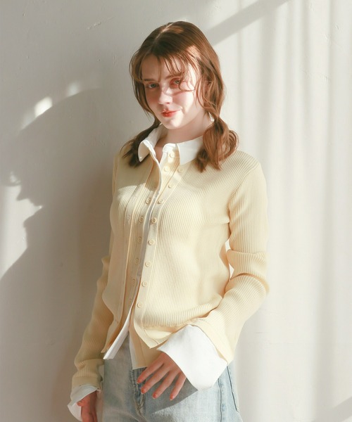 mic by Olu.（ミックバイオルドット）の「シャツドッキングカーディガン（カーディガン/ボレロ・レディース・イエロー/グレー・FREE）」の10枚目の写真