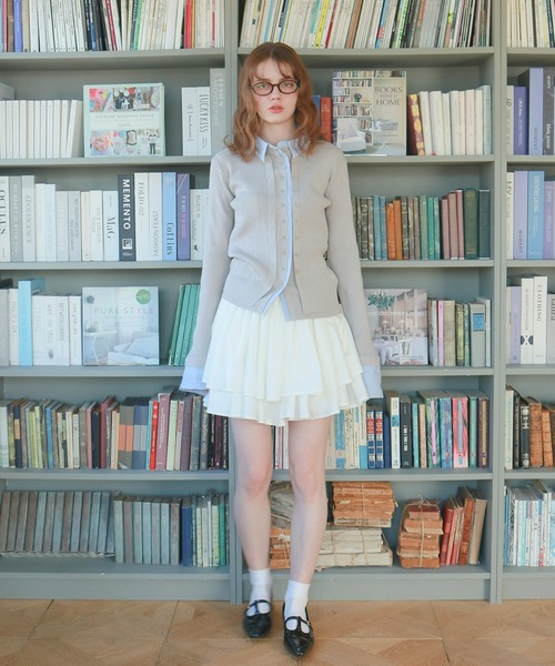 mic by Olu.（ミックバイオルドット）の「シャツドッキングカーディガン（カーディガン/ボレロ・レディース・イエロー/グレー・FREE）」の3枚目の写真