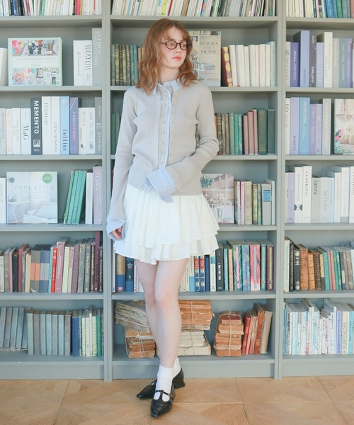 mic by Olu.（ミックバイオルドット）の「シャツドッキングカーディガン（カーディガン/ボレロ・レディース・イエロー/グレー・FREE）」の4枚目の写真