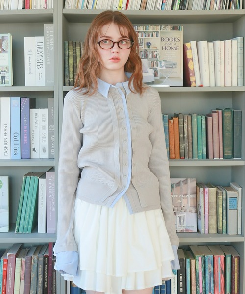 mic by Olu.（ミックバイオルドット）の「シャツドッキングカーディガン（カーディガン/ボレロ・レディース・イエロー/グレー・FREE）」の6枚目の写真