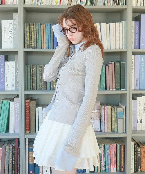 mic by Olu.（ミックバイオルドット）の「シャツドッキングカーディガン（カーディガン/ボレロ・レディース・イエロー/グレー・FREE）」の7枚目の写真