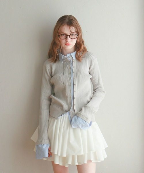 mic by Olu.（ミックバイオルドット）の「シャツドッキングカーディガン（カーディガン/ボレロ・レディース・イエロー/グレー・FREE）」の8枚目の写真