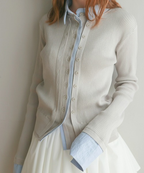 mic by Olu.（ミックバイオルドット）の「シャツドッキングカーディガン（カーディガン/ボレロ・レディース・イエロー/グレー・FREE）」の9枚目の写真