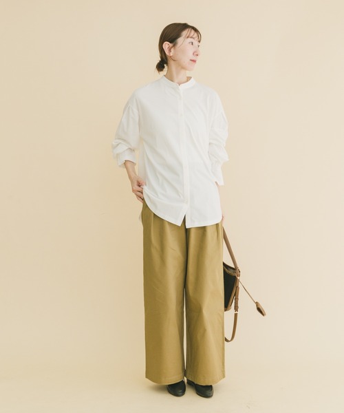 ITEMS URBANRESEARCH（アイテムズ アーバンリサーチ）の「バンドカラーソデタックカットソー（シャツ/ブラウス・レディース・ブルー/ストライプ/ホワイト・FREE）」の7枚目の写真