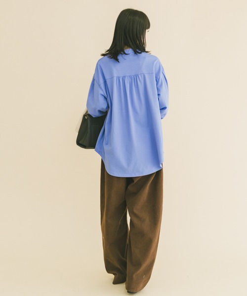 ITEMS URBANRESEARCH（アイテムズ アーバンリサーチ）の「バンドカラーソデタックカットソー（シャツ/ブラウス・レディース・ブルー/ストライプ/ホワイト・FREE）」の14枚目の写真