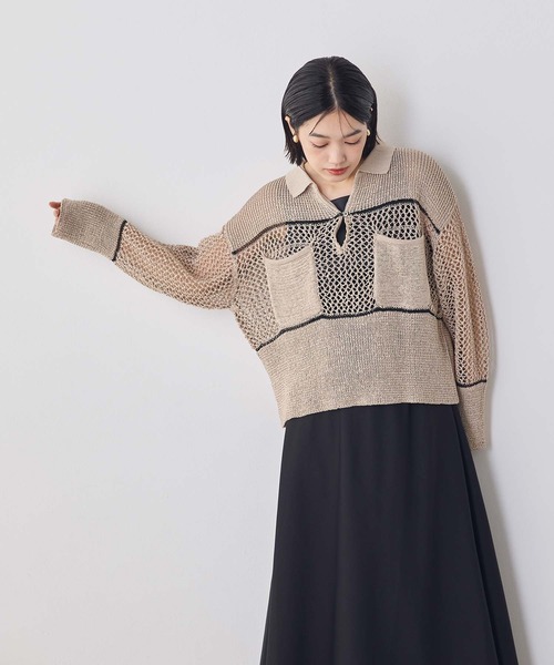 Munich(ミューニック)の「ストローヤーン襟付きニット(ニット/セーター・レディース・ベージュ・FREE)」の14枚目の写真