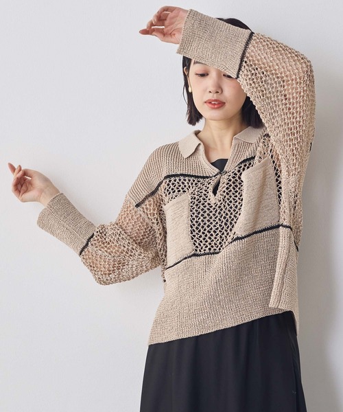 Munich(ミューニック)の「ストローヤーン襟付きニット(ニット/セーター・レディース・ベージュ・FREE)」の15枚目の写真