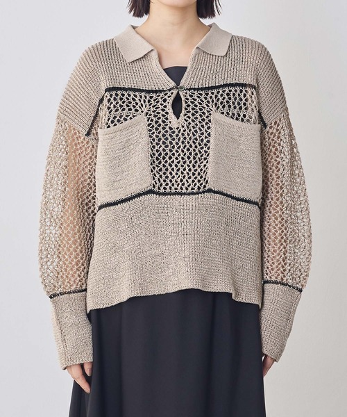 Munich(ミューニック)の「ストローヤーン襟付きニット(ニット/セーター・レディース・ベージュ・FREE)」の16枚目の写真