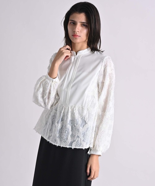 RAW FUDGE（ローファッジ）の「カットジャガードフロントファスナーブラウス（シャツ/ブラウス・レディース・ブラック/オフホワイト・M）」の2枚目の写真