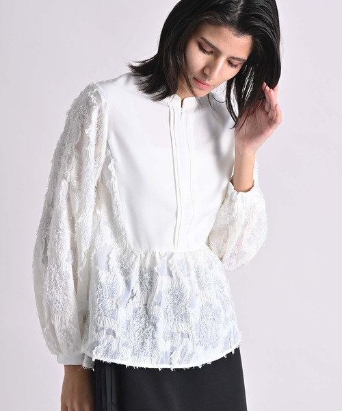 RAW FUDGE（ローファッジ）の「カットジャガードフロントファスナーブラウス（シャツ/ブラウス・レディース・ブラック/オフホワイト・M）」の4枚目の写真