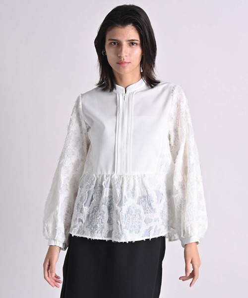 RAW FUDGE（ローファッジ）の「カットジャガードフロントファスナーブラウス（シャツ/ブラウス・レディース・ブラック/オフホワイト・M）」の5枚目の写真