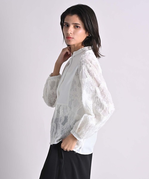 RAW FUDGE（ローファッジ）の「カットジャガードフロントファスナーブラウス（シャツ/ブラウス・レディース・ブラック/オフホワイト・M）」の6枚目の写真