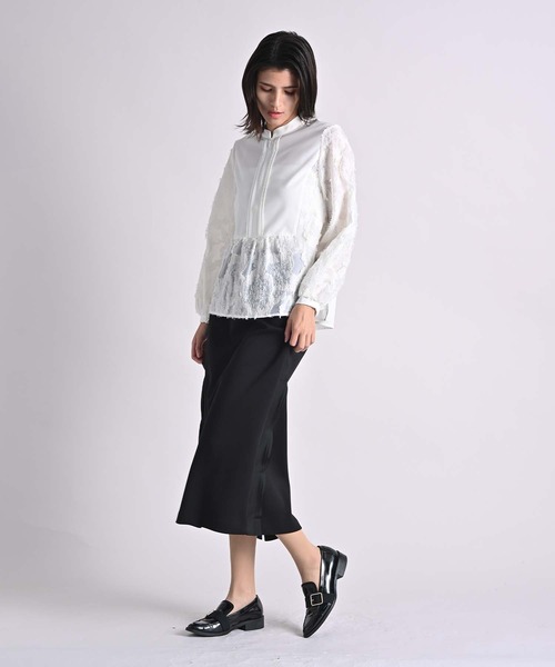 RAW FUDGE（ローファッジ）の「カットジャガードフロントファスナーブラウス（シャツ/ブラウス・レディース・ブラック/オフホワイト・M）」の9枚目の写真