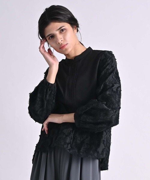 RAW FUDGE（ローファッジ）の「カットジャガードフロントファスナーブラウス（シャツ/ブラウス・レディース・ブラック/オフホワイト・M）」の11枚目の写真