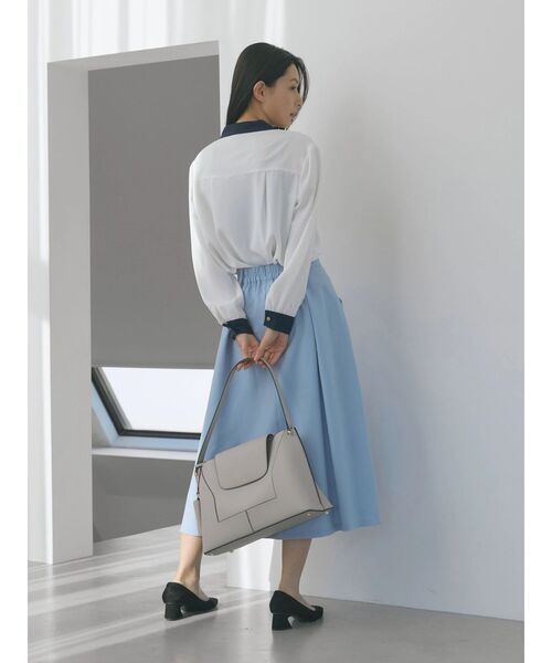 TONAL（トーナル）の「《14inchPC/A4対応/パスケース付》フェイクレザーWideトートバッグ（トートバッグ・レディース・オフホワイト/ライトグレー/キャメル・FREE）」の12枚目の写真