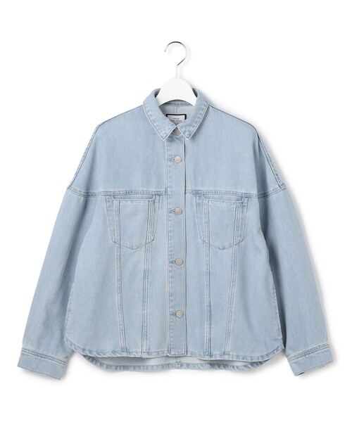 J.PRESS YORK STREET(ジェイプレスヨークストリート)の「【WOMEN】ソフトワイドデニム シャツジャケット(デニムジャケット・レディース・スカイブルー系/ダルブルー系/ネイビー系・F)」の1枚目の写真