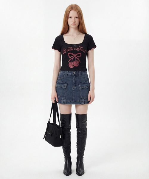 HOOK(フック)の「カーゴデニムミニスカート(デニムスカート・レディース・ライトブルー/ネイビー・S/L/M)」の13枚目の写真