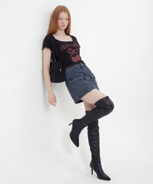HOOK(フック)の「カーゴデニムミニスカート(デニムスカート・レディース・ライトブルー/ネイビー・S/L/M)」の16枚目の写真