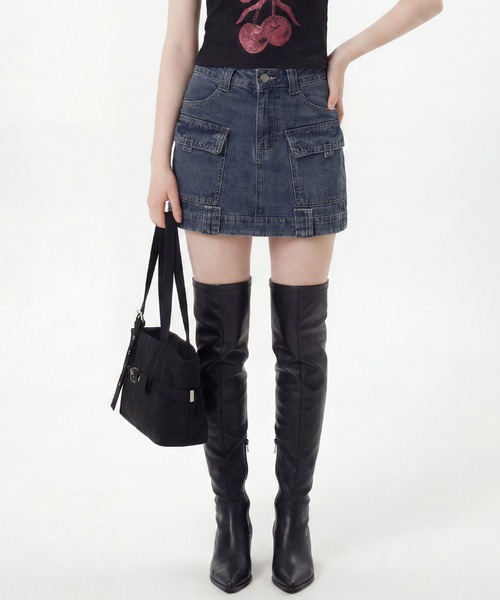 HOOK(フック)の「カーゴデニムミニスカート(デニムスカート・レディース・ライトブルー/ネイビー・S/L/M)」の19枚目の写真