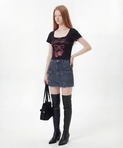 HOOK(フック)の「カーゴデニムミニスカート(デニムスカート・レディース・ライトブルー/ネイビー・S/L/M)」の21枚目の写真