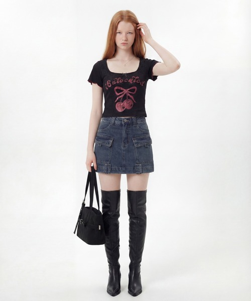 HOOK(フック)の「カーゴデニムミニスカート(デニムスカート・レディース・ライトブルー/ネイビー・S/L/M)」の22枚目の写真