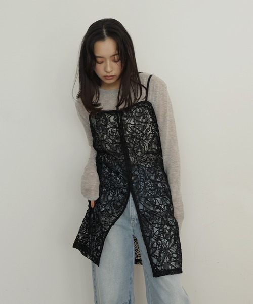 hellam（へラム）の「ジャガードレースキャミワンピース（ワンピース・レディース・ブラック/アイボリー・FREE）」の4枚目の写真