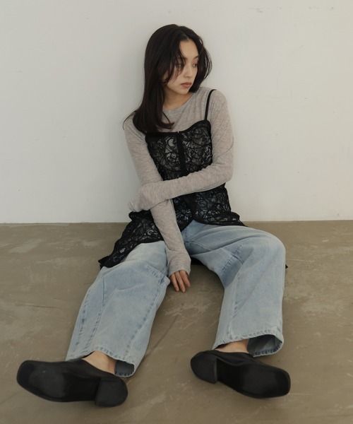 hellam（へラム）の「ジャガードレースキャミワンピース（ワンピース・レディース・ブラック/アイボリー・FREE）」の5枚目の写真