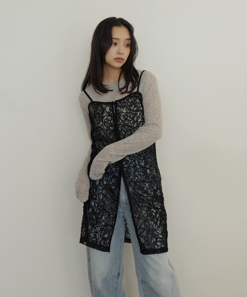 hellam（へラム）の「ジャガードレースキャミワンピース（ワンピース・レディース・ブラック/アイボリー・FREE）」の7枚目の写真