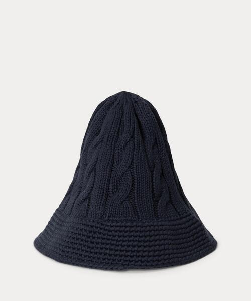 POLO RALPH LAUREN(ポロ ラルフ ローレン)の「ケーブルニット コットン バケット ハット(ハット・レディース・ネイビー系1・ONE)」の2枚目の写真