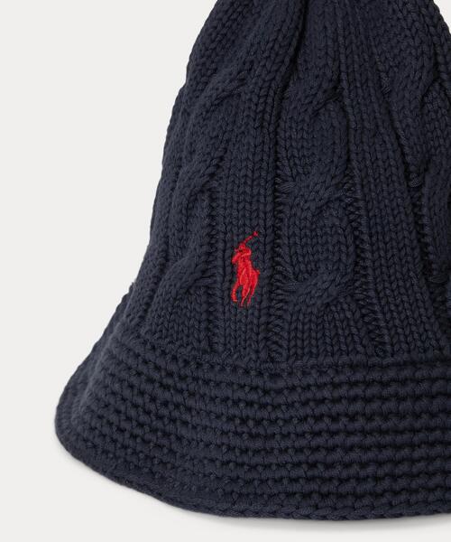 POLO RALPH LAUREN(ポロ ラルフ ローレン)の「ケーブルニット コットン バケット ハット(ハット・レディース・ネイビー系1・ONE)」の3枚目の写真