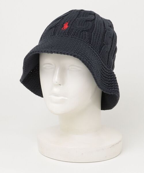 POLO RALPH LAUREN(ポロ ラルフ ローレン)の「ケーブルニット コットン バケット ハット(ハット・レディース・ネイビー系1・ONE)」の4枚目の写真