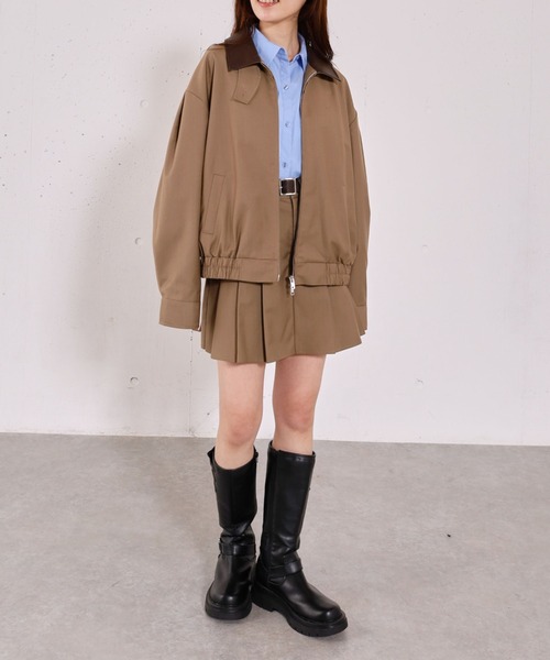 archives(アルシーヴ)の「2wayレザーカラーブルゾン(ブルゾン・レディース・ベージュ/チャコールグレー・MEDIUM)」の4枚目の写真