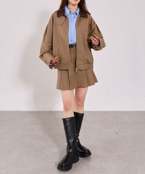 archives(アルシーヴ)の「2wayレザーカラーブルゾン(ブルゾン・レディース・ベージュ/チャコールグレー・MEDIUM)」の7枚目の写真