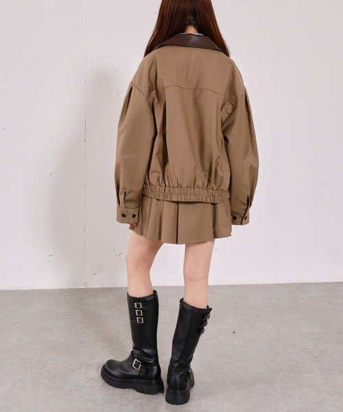 archives(アルシーヴ)の「2wayレザーカラーブルゾン(ブルゾン・レディース・ベージュ/チャコールグレー・MEDIUM)」の9枚目の写真