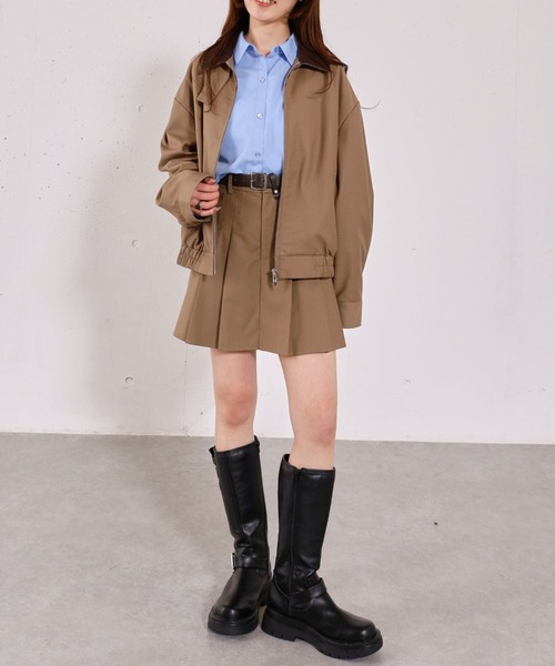 archives(アルシーヴ)の「2wayレザーカラーブルゾン(ブルゾン・レディース・ベージュ/チャコールグレー・MEDIUM)」の5枚目の写真