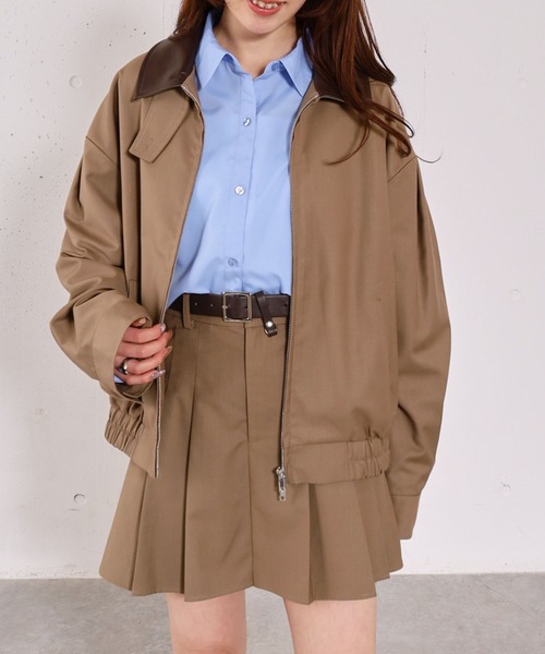 archives(アルシーヴ)の「2wayレザーカラーブルゾン(ブルゾン・レディース・ベージュ/チャコールグレー・MEDIUM)」の22枚目の写真