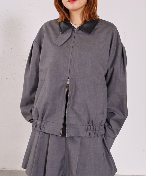 archives(アルシーヴ)の「2wayレザーカラーブルゾン(ブルゾン・レディース・ベージュ/チャコールグレー・MEDIUM)」の11枚目の写真