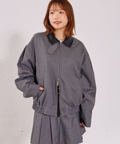 archives(アルシーヴ)の「2wayレザーカラーブルゾン(ブルゾン・レディース・ベージュ/チャコールグレー・MEDIUM)」の10枚目の写真