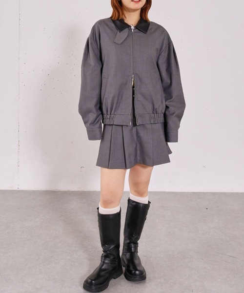 archives(アルシーヴ)の「2wayレザーカラーブルゾン(ブルゾン・レディース・ベージュ/チャコールグレー・MEDIUM)」の18枚目の写真