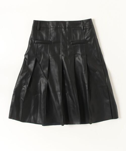FREE STYLISTS（フリー スタイリスト）の「YUGA_YGMC　Korean-style PU leather wide pleated skirt（スカート・レディース・キャメル/ブラック・M/S/L）」の3枚目の写真