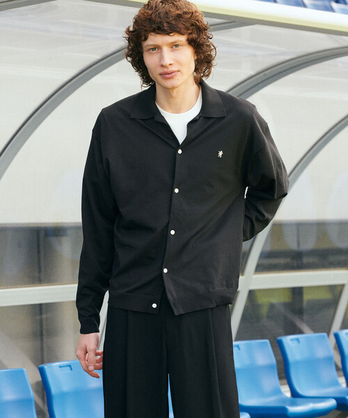 GYMPHLEX（ジムフレックス）の「Gymphlex | ジャージー ポロカーディガン MEN（カーディガン/ボレロ・メンズ・ブラック/ブラウン・M/L）」の2枚目の写真