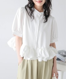セール】胸ポケット付きダブルジッププチハイトップス（Tシャツ