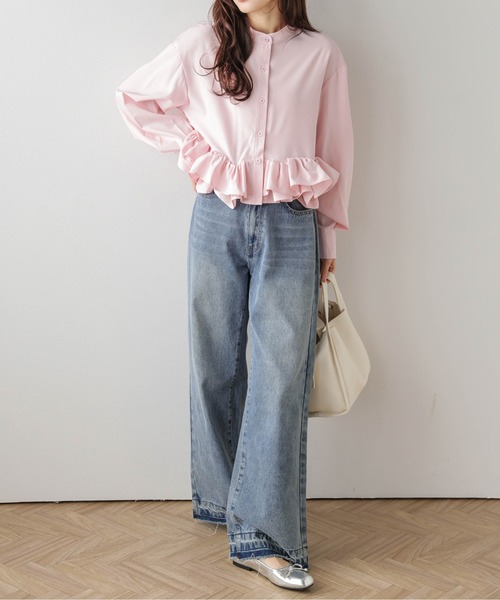 SUGAR BISKET(シュガービスケット)の「ダブルフリル ブラウス(Tシャツ/カットソー・レディース・ブルー/ホワイト/ピンク/ブラック・フリー)」の1枚目の写真