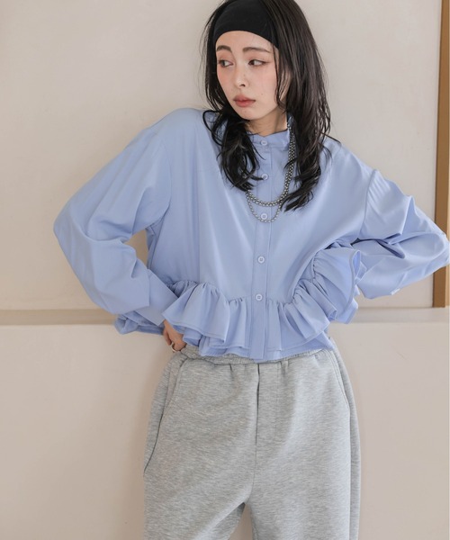 SUGAR BISKET(シュガービスケット)の「ダブルフリル ブラウス(Tシャツ/カットソー・レディース・ブルー/ホワイト/ピンク/ブラック・フリー)」の4枚目の写真