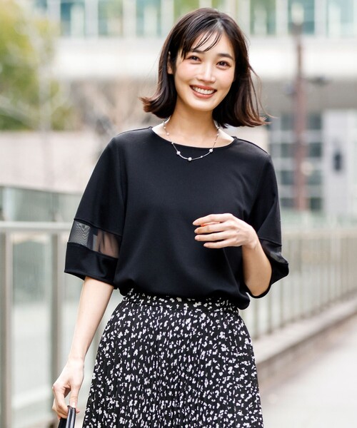 ANY SIS（エニィスィス）の「チュール切替ランタンスリーブ プルオーバー（Tシャツ/カットソー・レディース・スカイブルー系/ライトグリーン系/ホワイト系/ブラック系・MEDIUM）」の2枚目の写真
