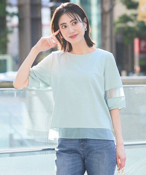 ANY SIS（エニィスィス）の「チュール切替ランタンスリーブ プルオーバー（Tシャツ/カットソー・レディース・スカイブルー系/ライトグリーン系/ホワイト系/ブラック系・MEDIUM）」の7枚目の写真