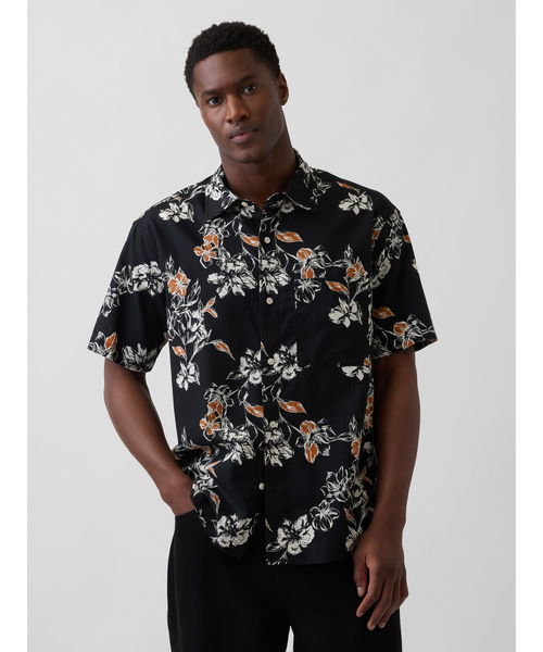 GAP（ギャップ）の「テクスチャー コットンリネンシャツ（シャツ/ブラウス・メンズ・ブラウン/ブラック系その他/ブラック・XS/S/M/L/XL）」の2枚目の写真