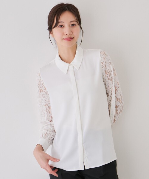 Jayro（ジャイロ）の「袖レースブラウス（シャツ/ブラウス・レディース・ホワイト系その他/ベージュ/ブラック・M）」の3枚目の写真