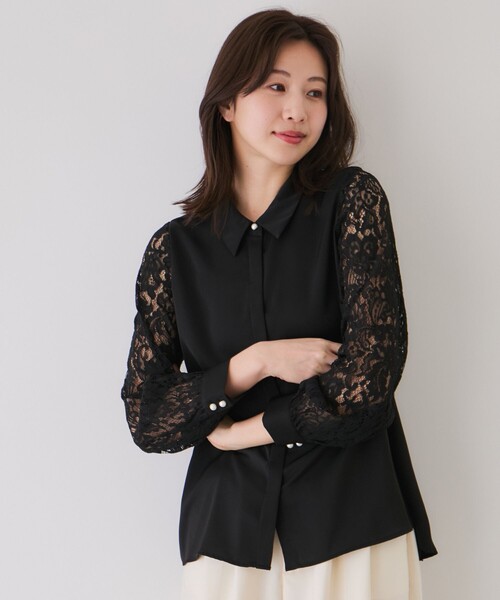 Jayro（ジャイロ）の「袖レースブラウス（シャツ/ブラウス・レディース・ホワイト系その他/ベージュ/ブラック・M）」の4枚目の写真