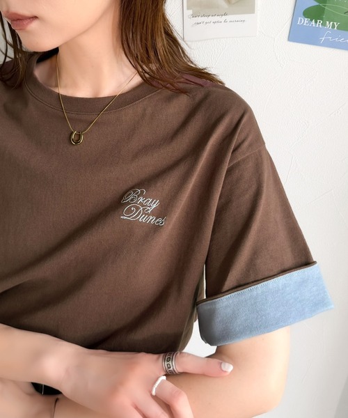 Java(ジャバ)の「《JaVaジャバコラボ》大人の色魅せ、軽やかに映える。綿100% 胸刺繍入り 袖配色切り替え Tシャツ(半袖)(Tシャツ/カットソー・レディース・アイボリー/杢グレー/オートミール/モカ/チャコール・LARGE/X-LARGE/SMALL/MEDIUM)」の22枚目の写真